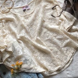 Boho Love on a hanger off white lace blouse